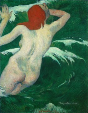 Desnudo Painting - En las olas o Ondina Paul Gauguin desnudo impresionismo